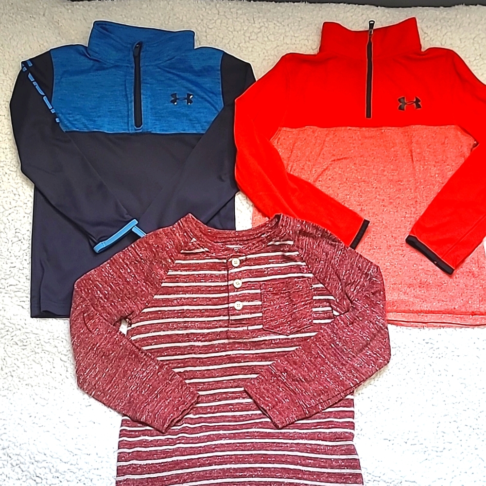 Under Armoour Boys Bundle of 1/4 zip long sleeve shirts,  size SM  6_7